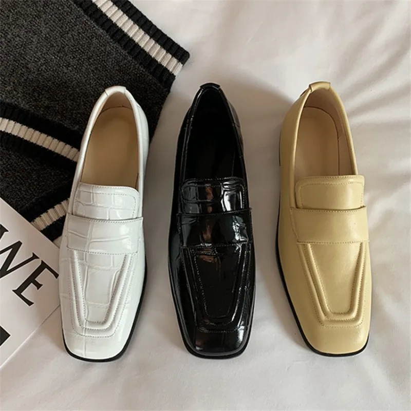 Туфли PXELENA женские из натуральной кожи Классические лоферы на низком каблуке