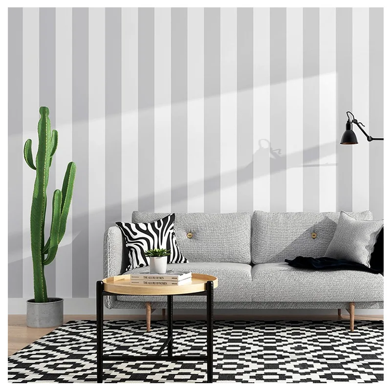 

Nordic style modern simple gray black and white stripe wallpaper vertical bar living room bedroom clothing store background