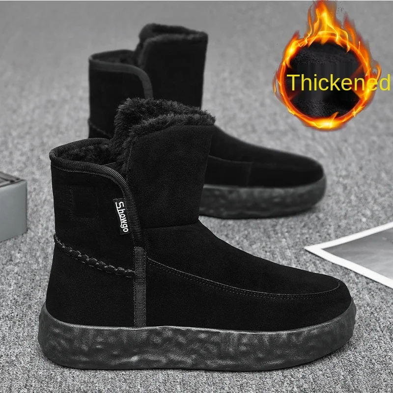 

Snow Boots Men Shoes Warm Plush Fur Ankle Boots Winter Male Slip on Flat Casual Shoes Waterproof Ultralight Footwear