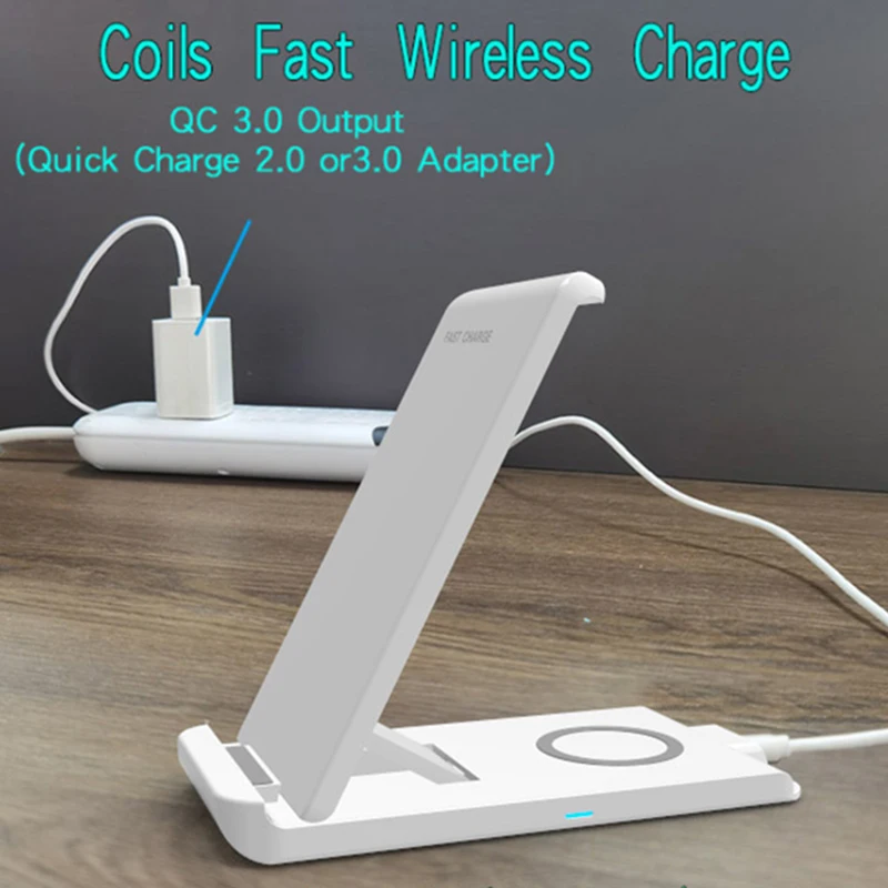 

2in1 Fold 15W Wireless Charger Station for iPhone 11 X Xs Max 8 Plus Xr 5W Wireless Charging Pad for Airpods Pro 2 Stand Holder
