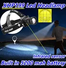 XHP199 высокий мощный датчик светодиодные фары головного Toch USB Перезаряжаемые налобный фонарь на голову Лампа 18650 яркий Рыбалка Фонари