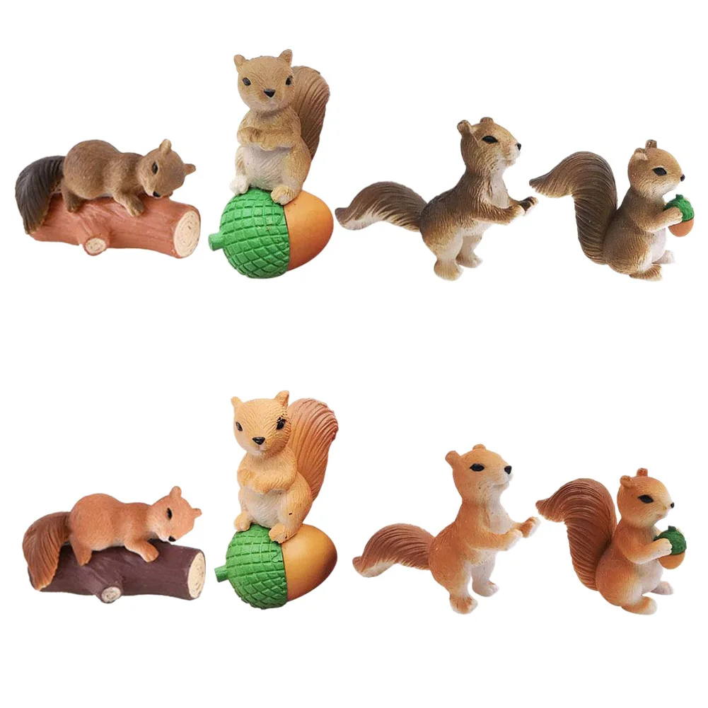 

4Pcs Cute Home Flowerpot Ornament Glass Decor Miniature Craft DIY Garden Bonsai Decoration Squirrel Elf Statue Animal Figurine