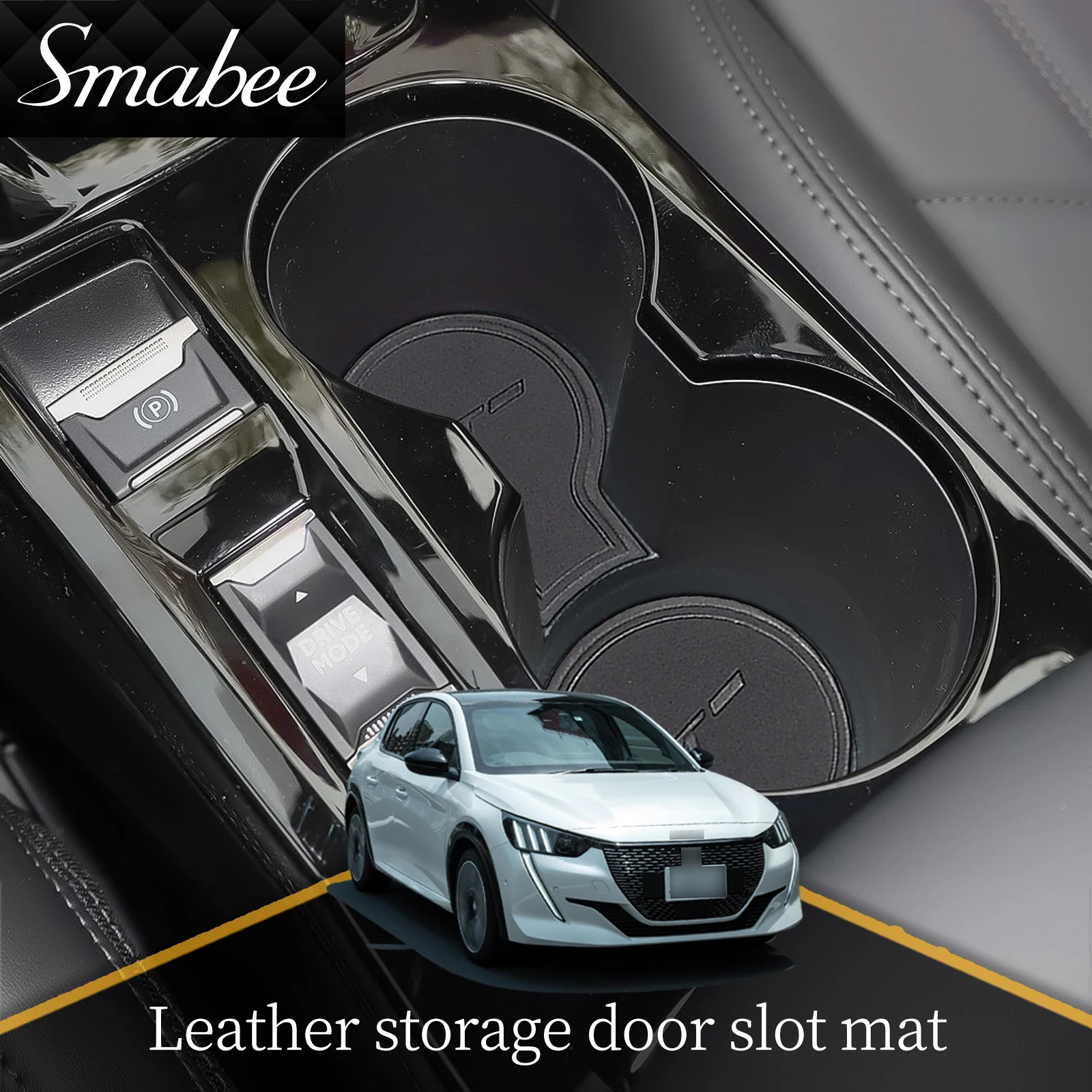 

Fit for Peugeot 208 e-208 2019 -2022 GT Leather Gate Slot Cup Mat Inner Accessories Cortex Door Groove Pad Water Coaster Storage