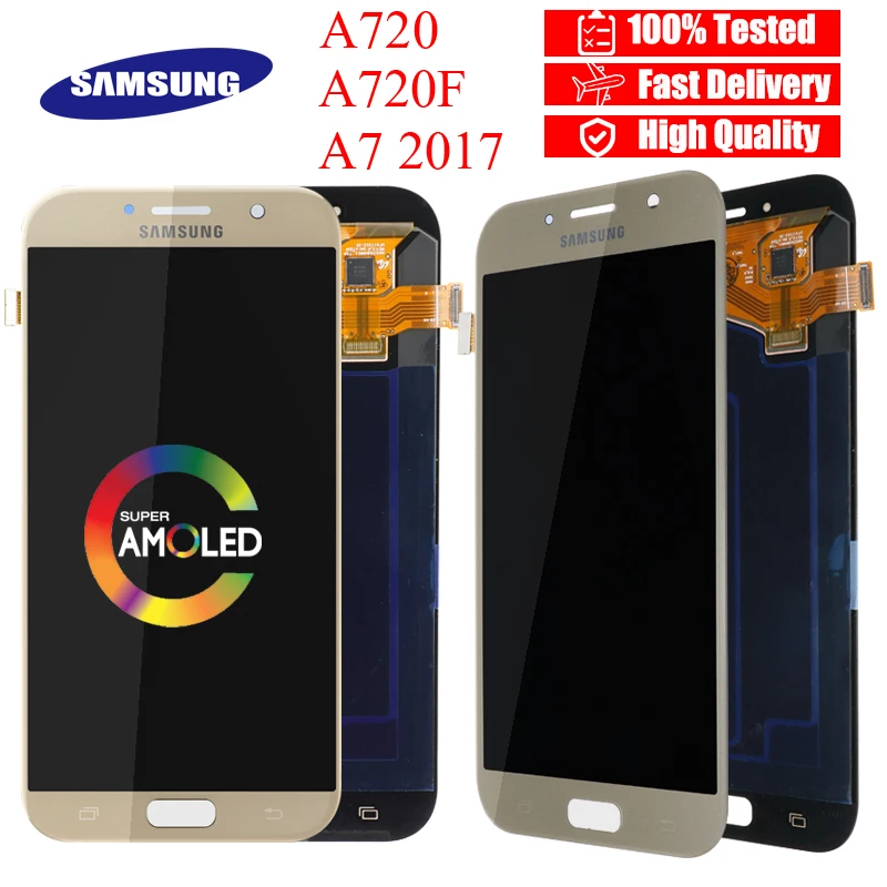 Сменный AMOLED дисплей 5 7 дюйма для Samsung Galaxy A7 LCD A720M A720Y A720F A720FD A720 сенсорный экран с