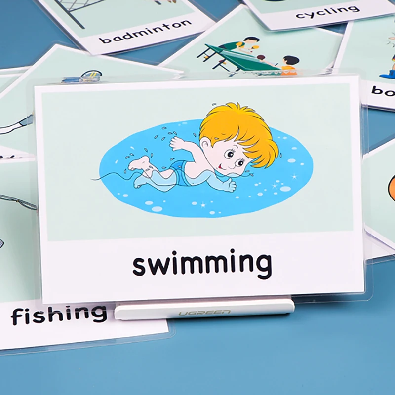 21 шт. спортивные познавательные флэш карты Монтессори английские слова карточки