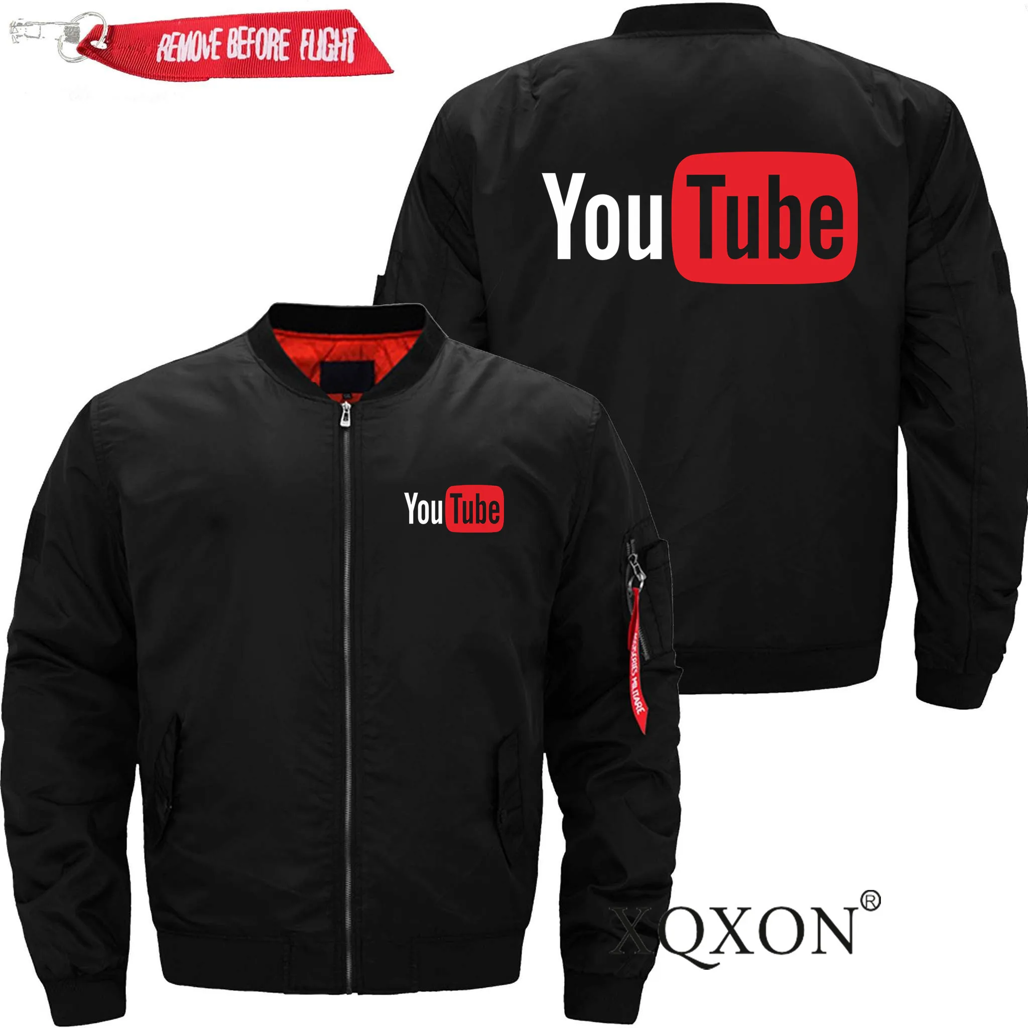 

XQXON- New Loose Military Youtube Print Man Jacket Ma1 Men Bomber Pilot Us/Eu Size Outdoor Coats Jackets Fashion Jacket Men