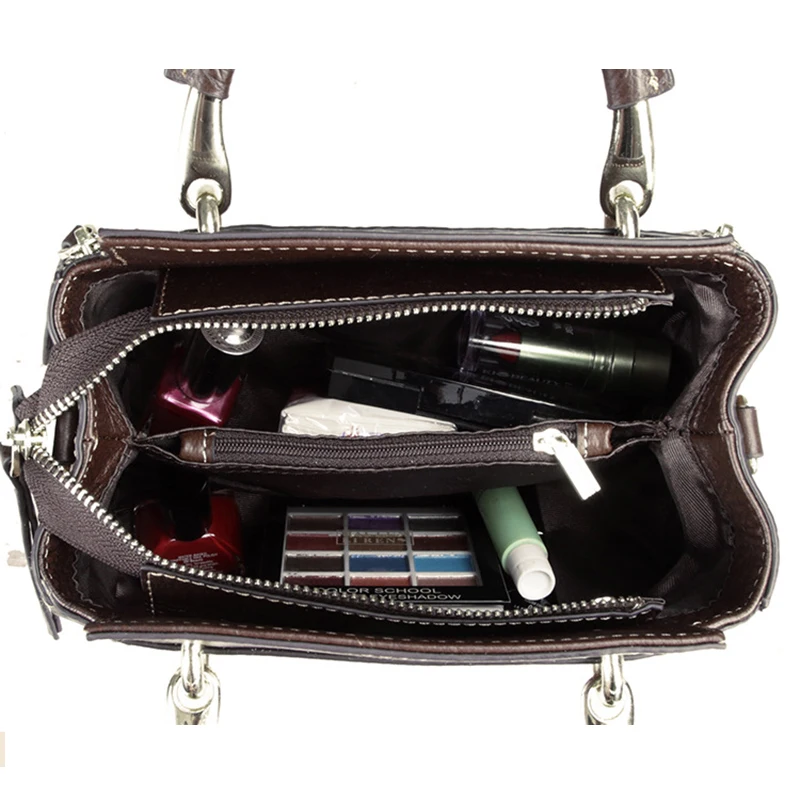 Женская сумка тоут на плечо из натуральной тисненой кожи маленькая многослойная