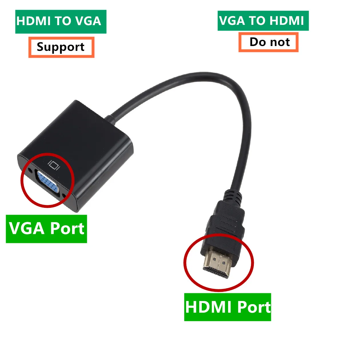 

HD 1080P HDMI To VGA Cable Converter HDMI Male To VGA Famale Converter Adapter Digital Analog for Tablet laptop PC TV