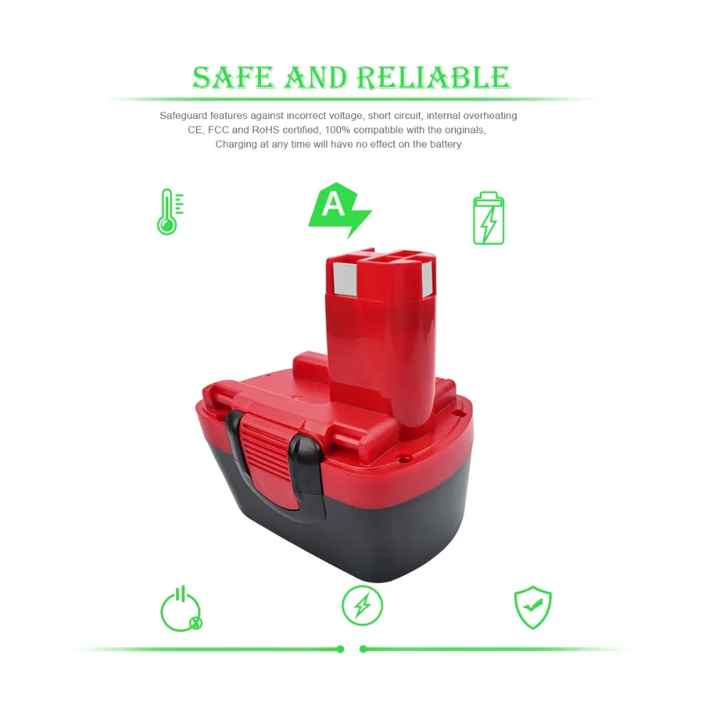 2X 3000 мАч 12В Ni-MH BAT043 Аккумуляторная батарея: BOSCH GSR 12 VE-2 GSB PSB BAT045 BTA120 2607335430 |