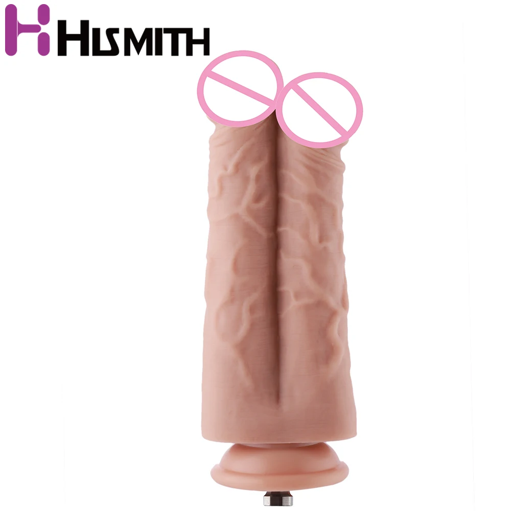 Hismith 8.5”Two Cocks One Hole Silicone Dildo for Hismith Premium Sex Machine 7.5” Inches Insertable Length KlicLok System