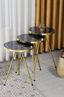 zigon coffee tables 3pcs gold metal leg black gold marble pattern table modern minimalist tea desk round home living room side