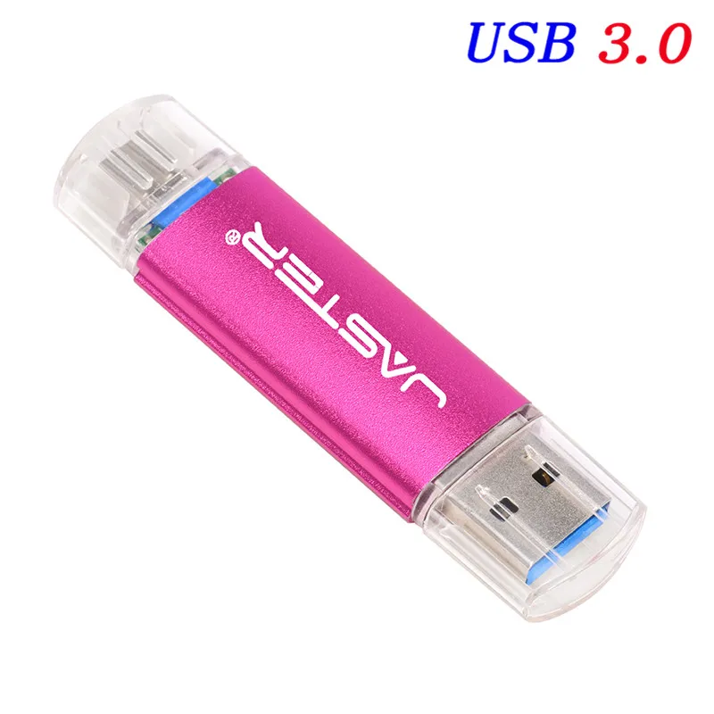 JASTER USB 3,0 высокоскоростной OTG флеш-накопитель Micro Usb флешка USB флеш-накопитель 4G 16GB 32GB 64GB внешний накопитель Флешка карта памяти - Цвет: dark pink