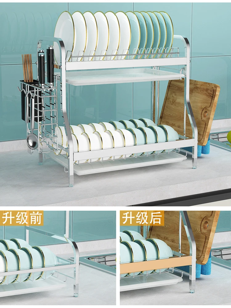 

Extra capacity 304 stainless steel draining bowl rack removable and washable kitchen storage rack bearing 50 Jin bowl dish dryin