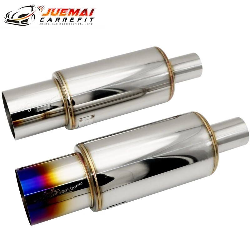 

JUEMAI Car Exhaust System Muffler Tip Universal Stainless Steel Pipe Inlet 51MM 63MM Outlet 89mm Silencer Tail Pipe