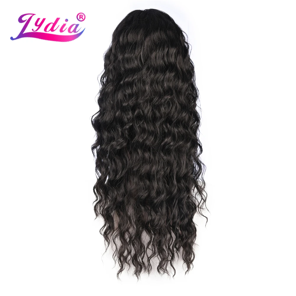 Lydia 60CM Long Wave Synthetic Cosplay Wigs With Natural Hair Line Knekalon Heat Resistant Black All Color Available For Women