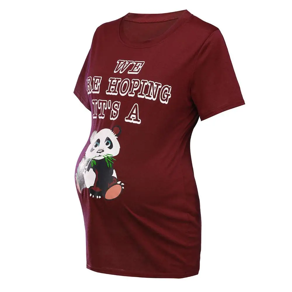 

New pregnant women T-shirt large size maternity dress short-sleeve maternity dress printed panda baby cartoon print shirt