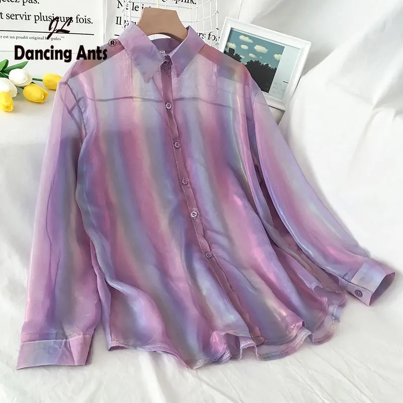 Рубашки поло хроматические женские с длинным рукавом воротник Свободные