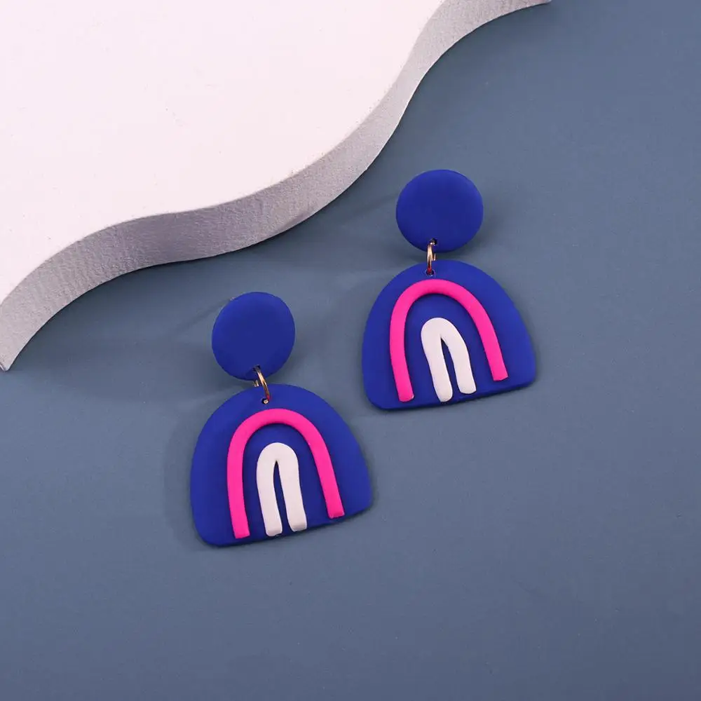 

AENSOA Clay Drop Earrings for Women 2021 Unique Fashion Geometric U Shaped Polymer Clay Dangle Earrings Statement Jewelry Gift