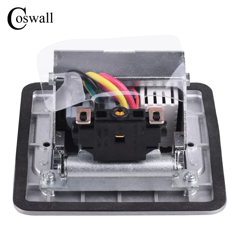 Coswall все алюминиевые Серебристые панели мягкие всплывающие напольные розетки 16A