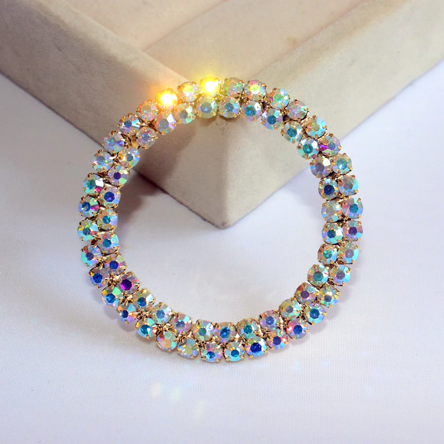 10 шт 50 мм Круглые двойные Кристальные Кольца чешские прозрачные Стразы AB горящая