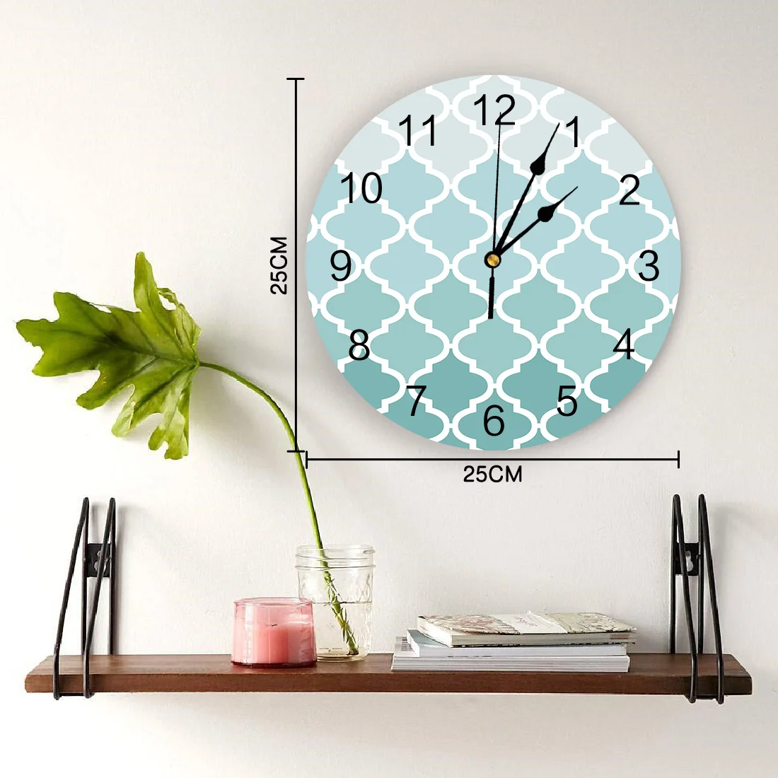 Геометрические синие зеленые градиентные бирюзовые настенные часы для девочек и