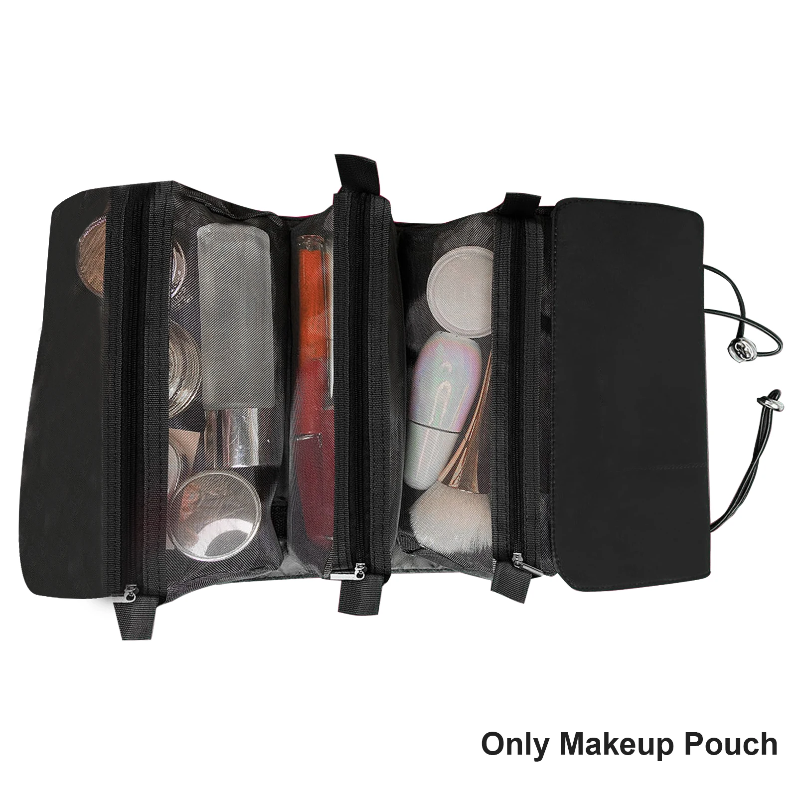 

Separable Roll Up Detachable Design Classification Makeup Bag Folding Travel Organizer Cosmetic Brush Mesh Nylon Pouch Storage