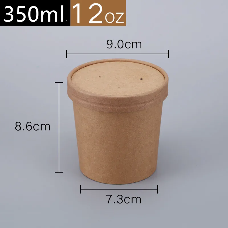 cup and lid6 50 шт высокого качества, самодельная бумажная одноразовая коробка для упаковки на вынос 8 унций/12 унций круглый салатный суповой контейнер для еды бумажная чашка с крышкой - Цвет: cup and lid6