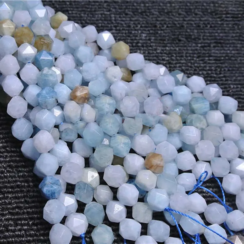 

6-12mm Natural Faceted Aquamarine irregular round Stone Beads For DIY necklace bracelet jewelry making 15 "free delivery