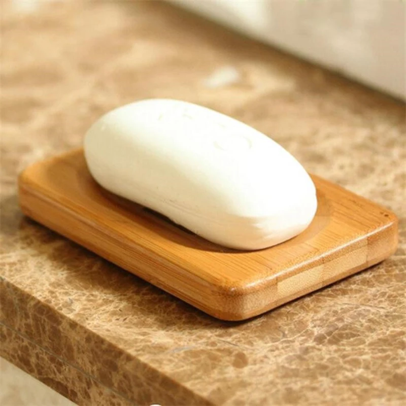 1PC Eco-friendly Natural Bamboo Soap Tray Bathroom Shower Wood Soap Holder Dish Storage Stand Soap Drain Rack Bathroom Products