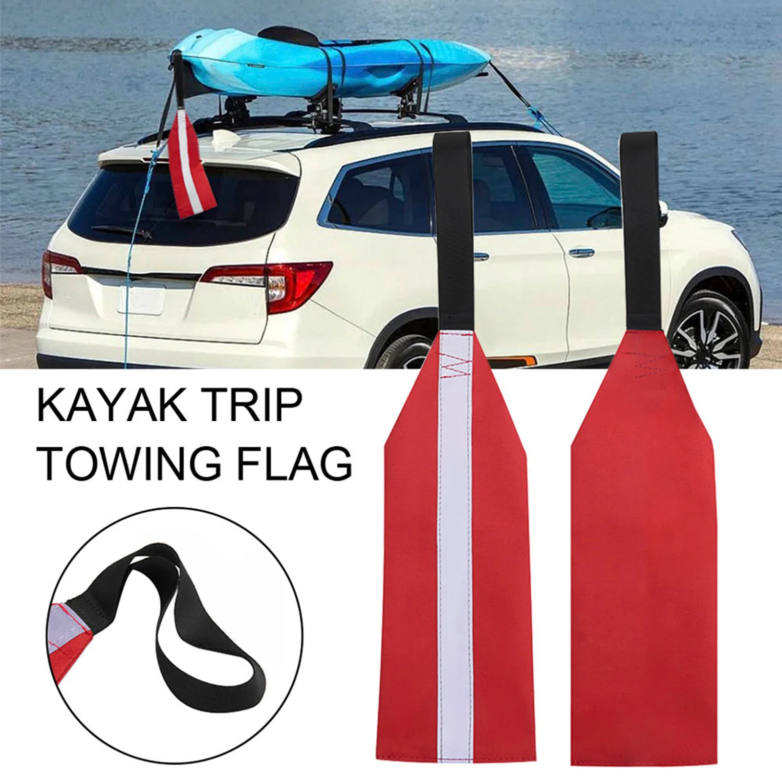 

Kayak Canoes Long Travel Tow Flag Highly Visible Durable Red Safety Flag With Lanyard for Improve travel safety
