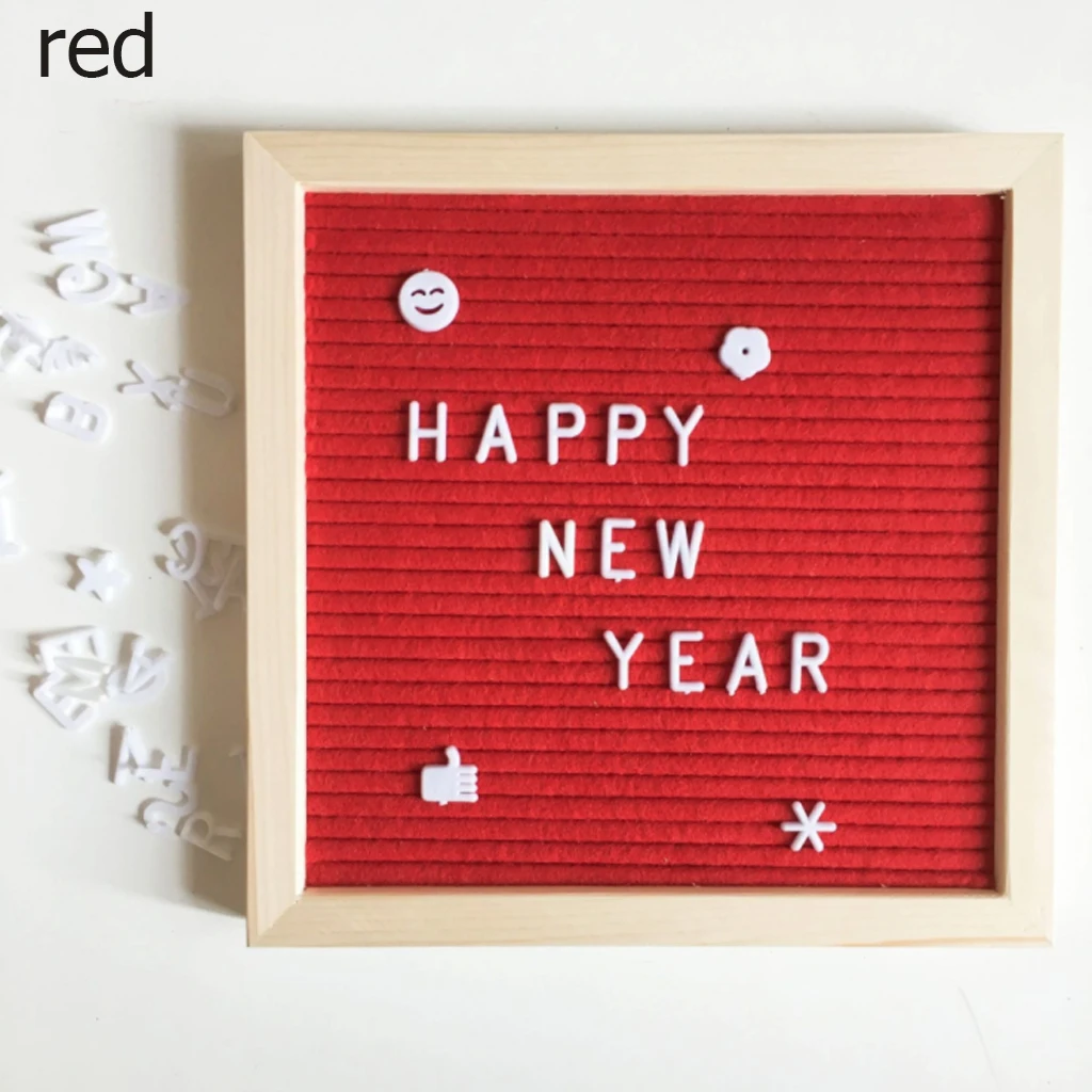 Red Войлочная доска с буквами, деревянная рамка, сменные символы, цифры, доски для сообщений, буквенная доска, украшение для дома и офиса, Настенный декор - Цвет: Red