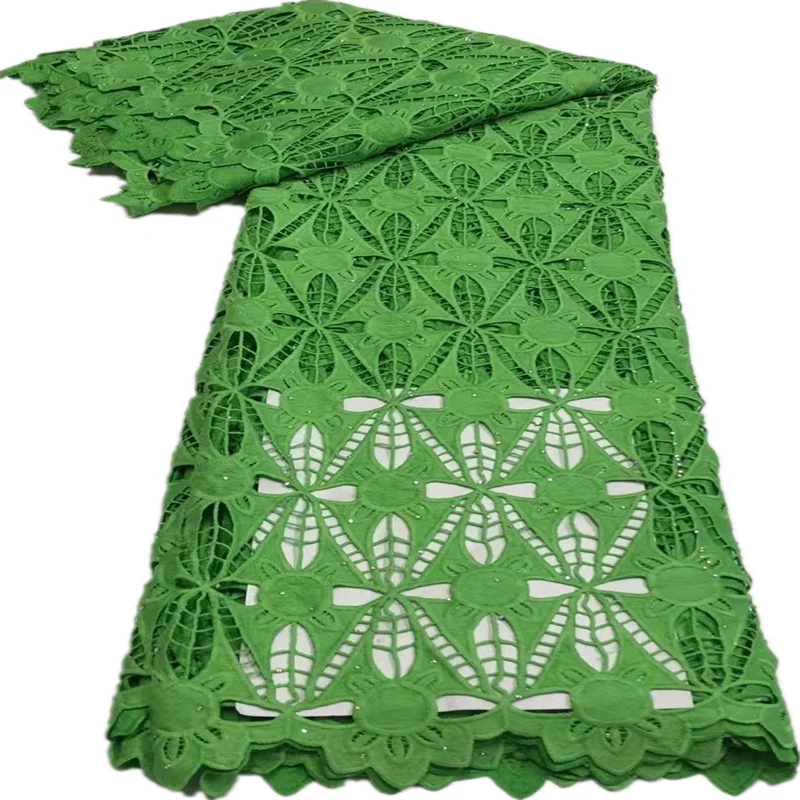 

Зеленая африканская кружевная ткань, Высококачественная вышивка, элегантная нигерийская гипюровая кружевная ткань с камнями, французская ...