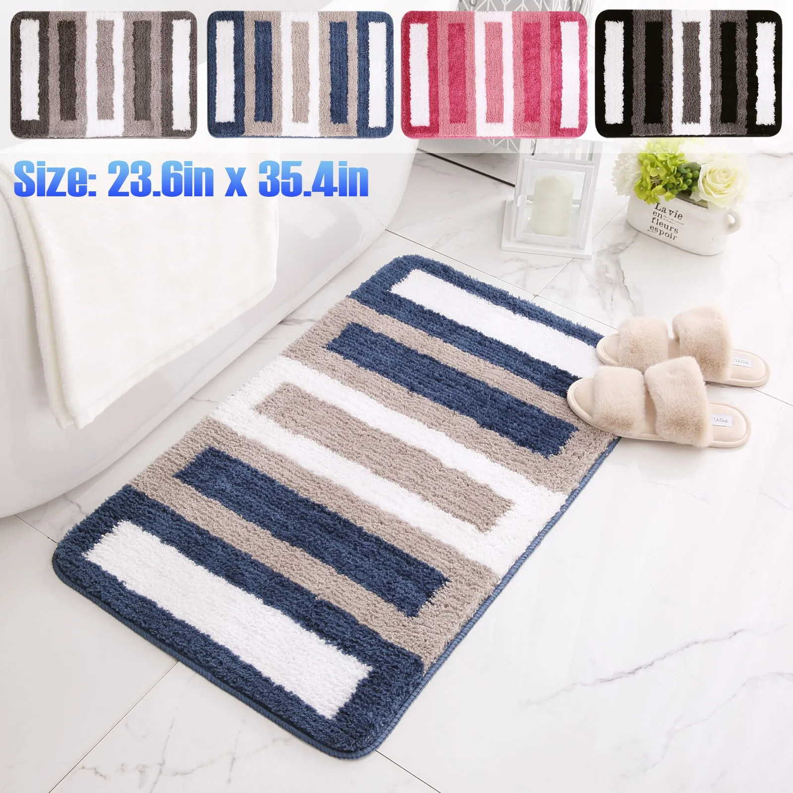 

60*90cm Soft Microfiber Striped Bathroom Rugs Bath Mat Extra Thick Anti-slip Bath Rugs Home Decor Alfombra Exterior Ковер На Пол