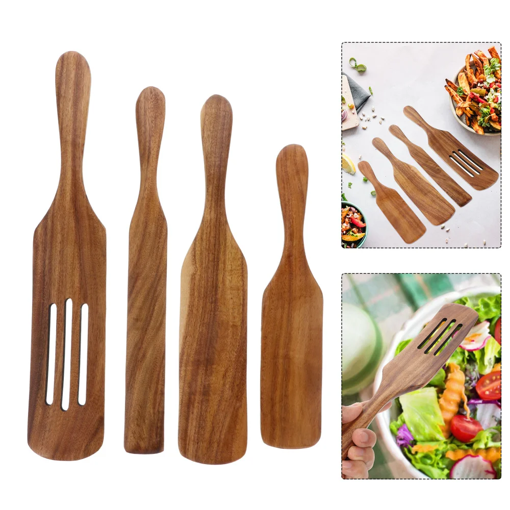 

1 Set of 4pcs Wooden Utensils Heat Resistant Cooking Tools Cookware Kitchenware