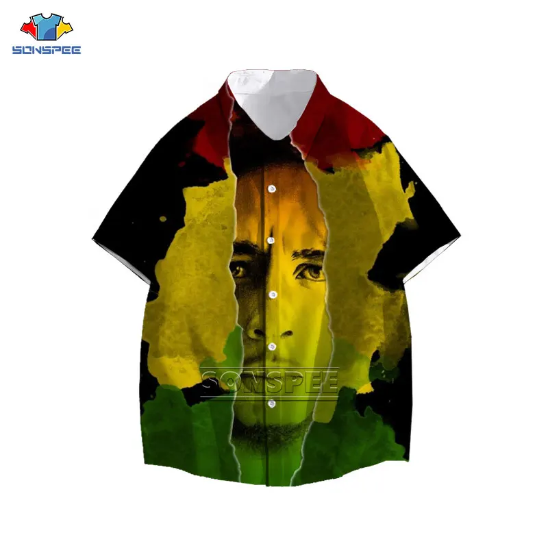 

SONSPEE Bob Marley Baseball Shirt Men's 3D Print Singer Shirt V-neck Women Cute Shirt Men Baseball Uniform Unisex Cardigan Top