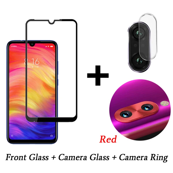 Red Ring 3 в 1 защитный Стекло для спортивной камеры Xiao mi Red mi Note 7 Защита для экрана камеры защитная пленка объектива закаленное Стекло на Red mi Note 7 - Цвет: Red Ring