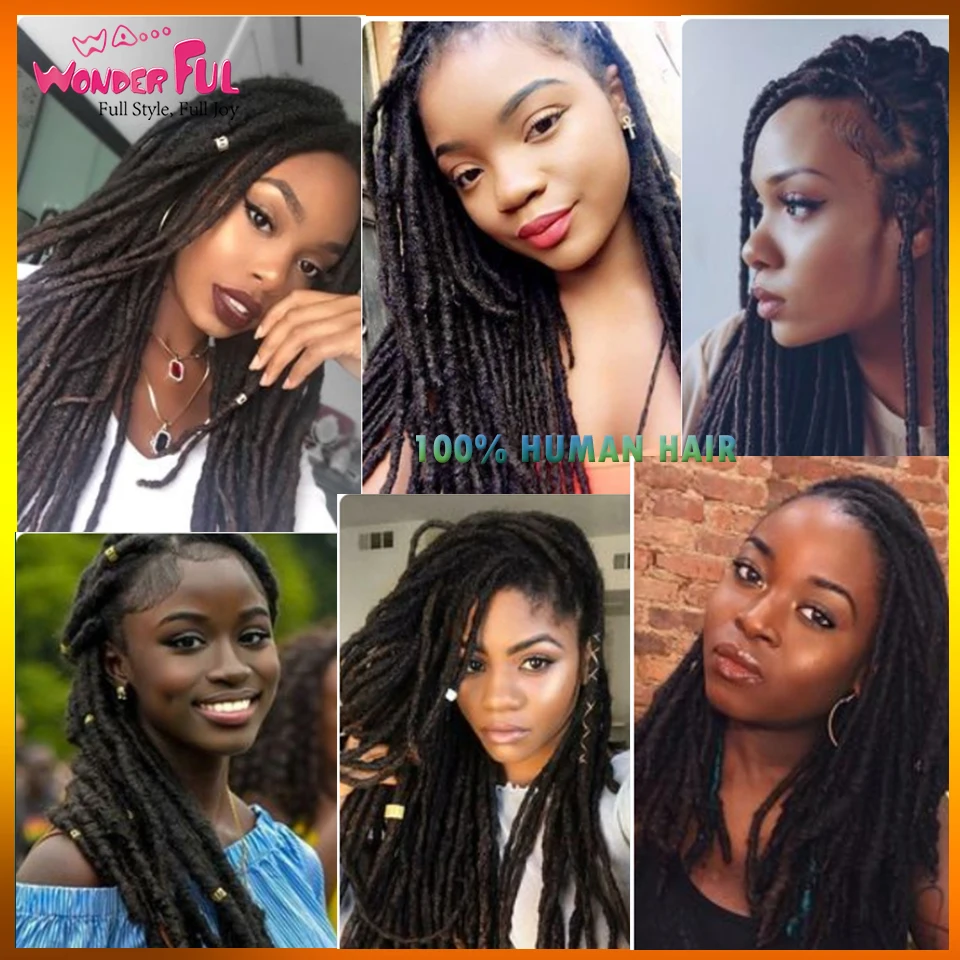 Remy афро кудрявые дреды ручная работа вязанные крючком плетеные волосы для