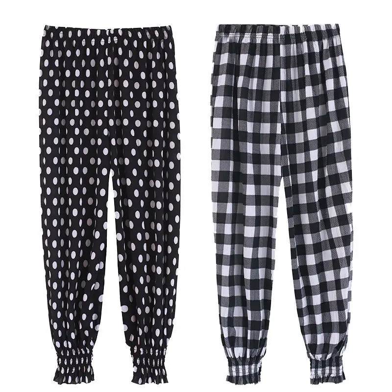 

Women Elastic Waist Drawstring Trousers Pants Soft Ice Silk Pants Loose Summer Sport swear Women'S Pants New Bottoms