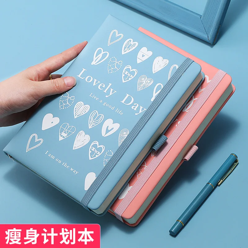 

Plan 100 Day Fat Reduction Diet Calorie Record Exercise Program Punch in Self-discipline This Daily Weight Record Notebook