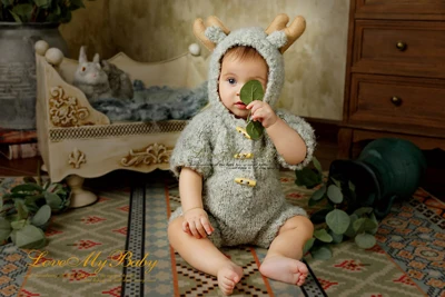 PT11 Наряды кролика для фотосессии для маленьких мальчиков и девочек, реквизит для фотосъемки младенцев, аксессуары для фотосъемки детей, комбинезоны с мишкой, шапка с мультяшным рисунком - Цвет: PT11