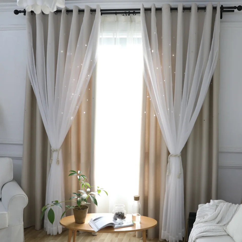 Затемняющие шторы для детской спальни в Корейском стиле с блестящими звездами на