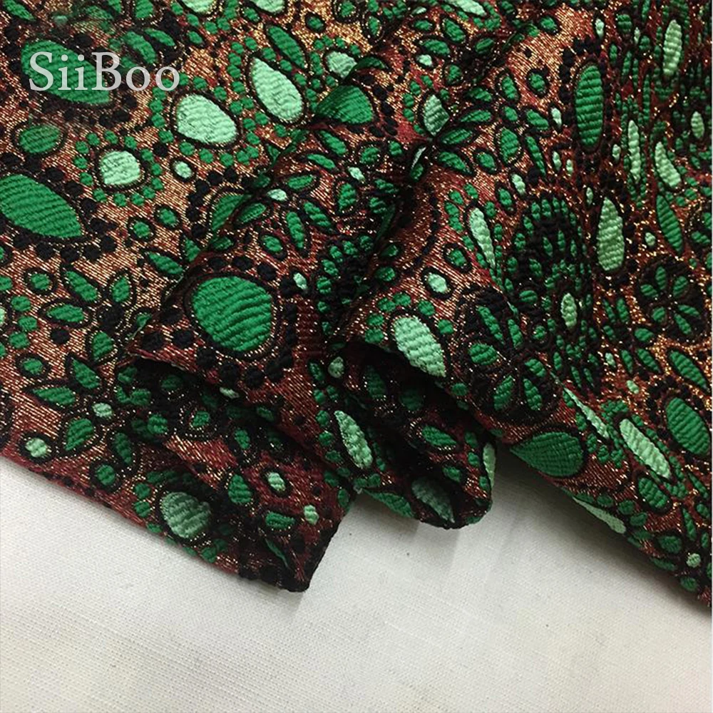 Жаккардовая ткань в французском стиле элегантная зеленая и черная Цветочная