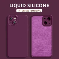 for iphone 13 pro max case internal flocking liquid silicone case iphone 12 mini 11 pro xs max xr x 8 7 plus matte soft cover