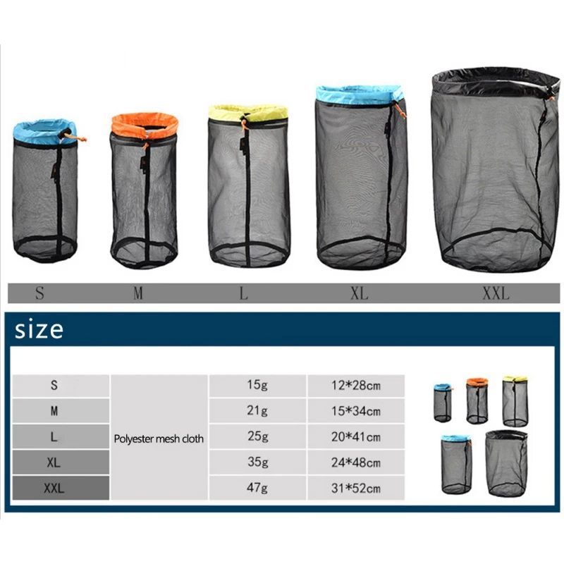 

Portable Travel Camping Travel Bag 5pcs / 4pcs / 3pcs Sports Ultralight Mesh Storage Bag Stuff Sack Outdoor Camping