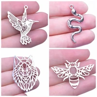 snake bee wolf pendant stainless steel accessories for jewelry findings making necklace bracelets supplies 5pcslot animal charm