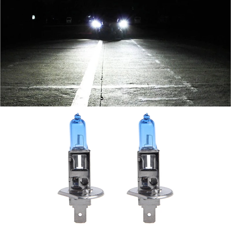 

1 Pair Car Headlight H1 Lamp Super White Car Halogen Bulb 100W Fog Light DC 12V