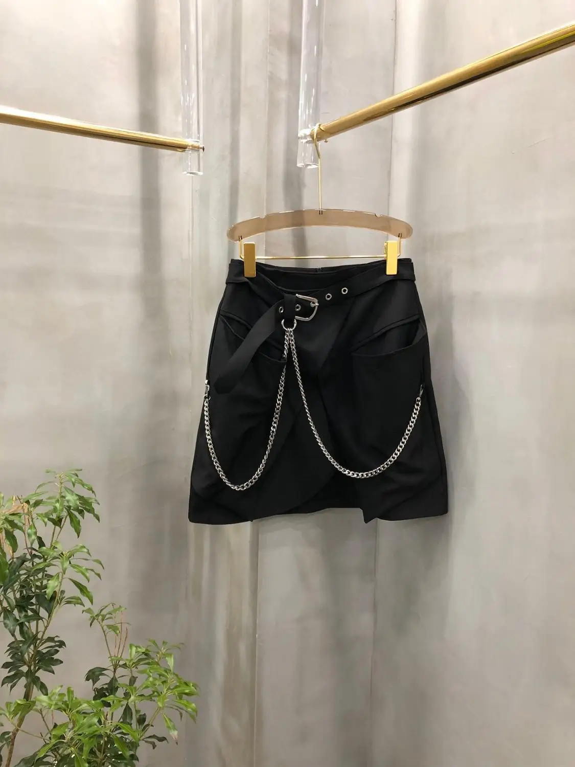 

women 2021 new fashion asymmetrical chains skirt ladies casual black skirt ddxgz2