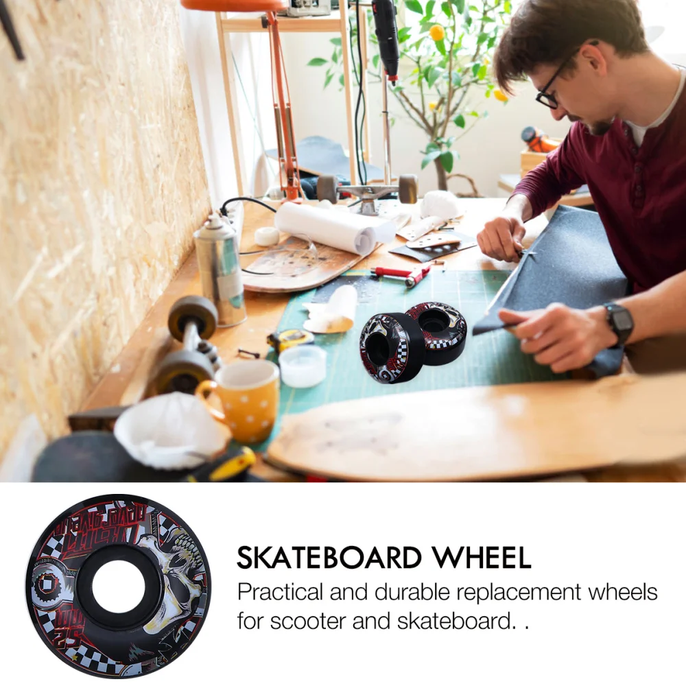 

4pcs Pattern Skatboard Wheel High Hardness PU Wheel Hub Assorted Color