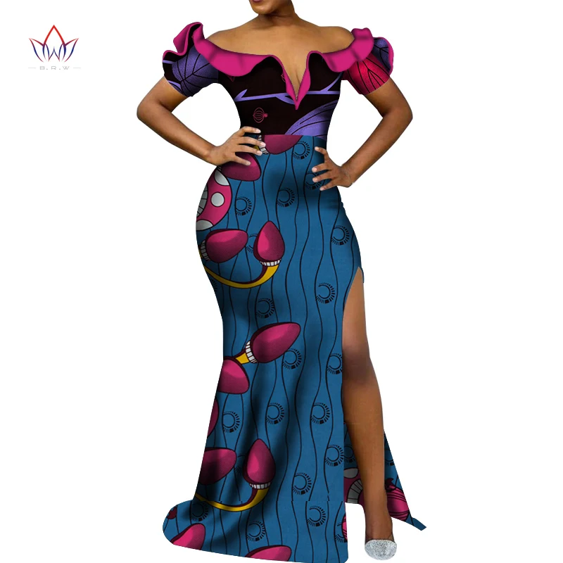 11 Vetement Femme Dashiki, африканские платья с v-образным вырезом для женщин, повседневные Свадебные вечерние африканские платья с коротким рукавом, Анкара, длинное платье swy5297 - Цвет: 11