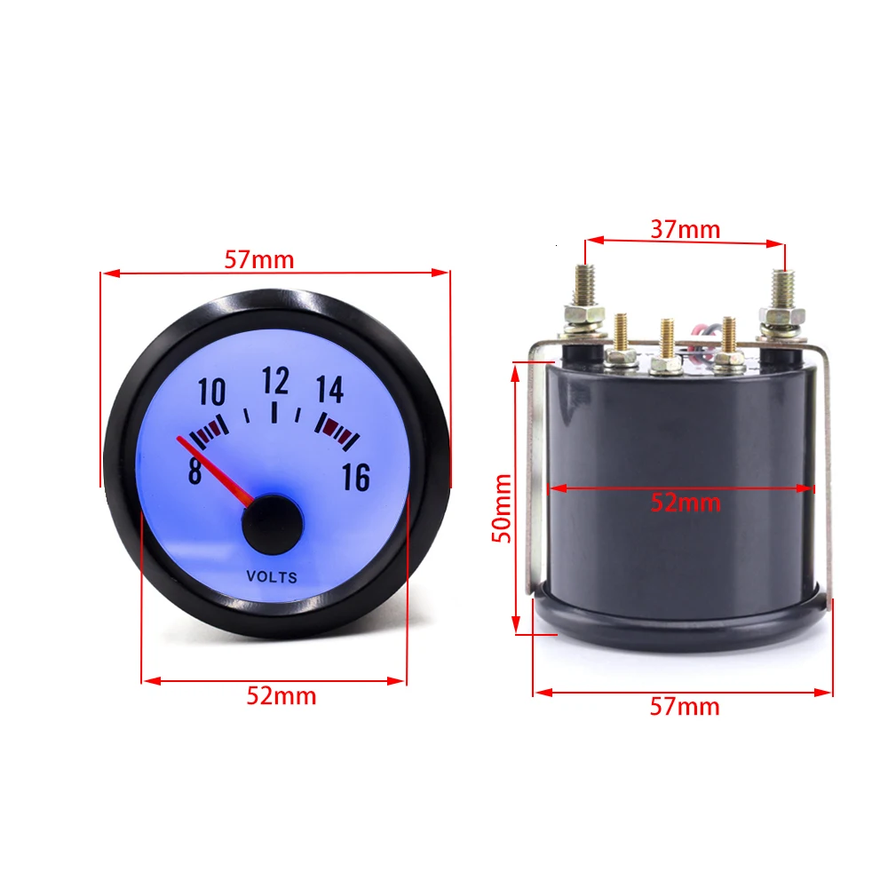 CNSPEED " дюймовый 52 мм вольтметр Вольт Gauge12V синий светодиодный 8-16 Вольт Напряжение MeterYC100015